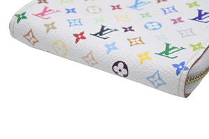 LOUIS VUITTON ルイヴィトン モノグラム マルチカラー ジッピー コインパース M93741 キャンバス ホワイト 美品 中古 48635