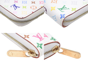 LOUIS VUITTON ルイヴィトン モノグラム マルチカラー ジッピー コインパース M93741 キャンバス ホワイト 美品 中古 48635