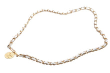 Load image into Gallery viewer, CHANEL シャネル ココマーク チェーン ベルト CCマーク コイン GP レザー ゴールド ホワイト 小物 ロゴ 美品 中古 44319