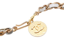 Load image into Gallery viewer, CHANEL シャネル ココマーク チェーン ベルト CCマーク コイン GP レザー ゴールド ホワイト 小物 ロゴ 美品 中古 44319