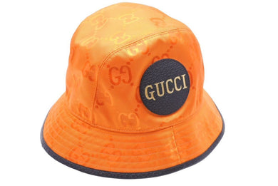 GUCCI グッチ ハット 帽子 ロゴ 627115 オレンジ GG M ナイロン サイズ M 保存袋 未使用 中古 44332 