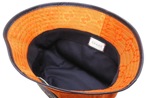 GUCCI グッチ ハット 帽子 ロゴ 627115 オレンジ GG M ナイロン サイズ M 保存袋 未使用 中古 44332