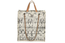 Load image into Gallery viewer, CHANEL シャネル バッグ アイコンショッピングバッグ ハンドバッグ グレー 24番台 ココパフューム キャンバス レザー 中古 44333