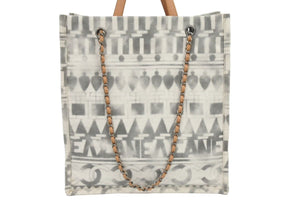 CHANEL シャネル バッグ アイコンショッピングバッグ ハンドバッグ グレー 24番台 ココパフューム キャンバス レザー 中古 44333