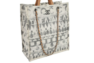 CHANEL シャネル バッグ アイコンショッピングバッグ ハンドバッグ グレー 24番台 ココパフューム キャンバス レザー 中古 44333