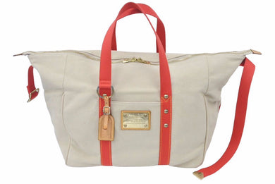 LOUIS VUITTON ルイ・ヴィトン サック ウィークエンド ハンドバッグ アンティグア ベージュ レッド 鞄 M40029 美品 中古 44352