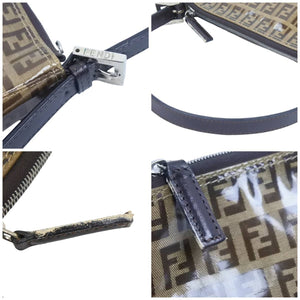 FENDI フェンディ ミニワンショルダーバッグ ハンドバッグ ズッカ柄 コーティングキャンバス ベージュ ブラウン 美品 中古 44358