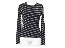 画像をギャラリービューアに読み込む, 新品同様 BALENCIAGA バレンシアガ LS BBロゴ 長袖Tシャツ ブラック ホワイト トップス 総ロゴ 621004 サイズXS 中古 44375
