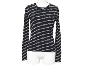 新品同様 BALENCIAGA バレンシアガ LS BBロゴ 長袖Tシャツ ブラック ホワイト トップス 総ロゴ 621004 サイズXS 中古 44375