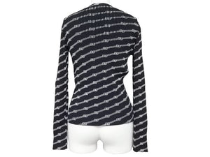 新品同様 BALENCIAGA バレンシアガ LS BBロゴ 長袖Tシャツ ブラック ホワイト トップス 総ロゴ 621004 サイズXS 中古 44375