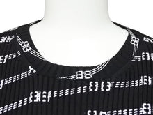 画像をギャラリービューアに読み込む, 新品同様 BALENCIAGA バレンシアガ LS BBロゴ 長袖Tシャツ ブラック ホワイト トップス 総ロゴ 621004 サイズXS 中古 44375