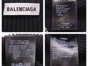 新品同様 BALENCIAGA バレンシアガ LS BBロゴ 長袖Tシャツ ブラック ホワイト トップス 総ロゴ 621004 サイズXS 中古 44375