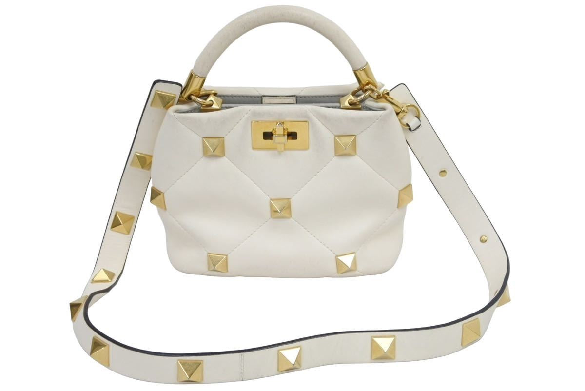 m94【極美品】ヴァレンティノ キャンバス レザー スタッズ2way