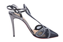 画像をギャラリービューアに読み込む, ChristianLouboutin クリスチャンルブタン 21SS Double L ストラスパンプス スワロフスキー VERSIONGUNMETAL 37 美品 中古 44390