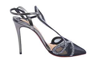ChristianLouboutin クリスチャンルブタン 21SS Double L ストラスパンプス スワロフスキー VERSIONGUNMETAL 37 美品 中古 44390