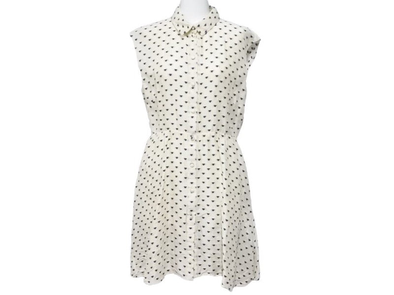 極美品 Christian Dior クリスチャンディオール 21SS ノースリーブワンピース ドレス ハートドット柄 141R54A7642 中古 44392