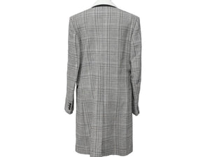 LOUISVUITTON ルイヴィトン チェックジャケット ロングコート ウール シルク キュプラ ホワイト ブラック サイズ36 美品 中古 44393