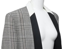 Load image into Gallery viewer, LOUISVUITTON ルイヴィトン チェックジャケット ロングコート ウール シルク キュプラ ホワイト ブラック サイズ36 美品 中古 44393