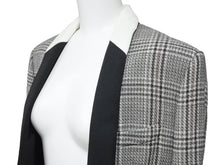 Load image into Gallery viewer, LOUISVUITTON ルイヴィトン チェックジャケット ロングコート ウール シルク キュプラ ホワイト ブラック サイズ36 美品 中古 44393