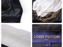 Load image into Gallery viewer, LOUISVUITTON ルイヴィトン チェックジャケット ロングコート ウール シルク キュプラ ホワイト ブラック サイズ36 美品 中古 44393