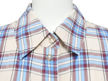 画像をギャラリービューアに読み込む, BURBERRY バーバリー 切り替え ノバチェックシャツ カラーシャツ コットン リヨセル ブラウン ブルー サイズ38 美品 中古 44395