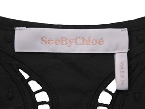 See by Chloe シーバイクロエ ワンピース ドレス カットソー オールインワン ブラック 美品 中古 44400