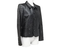 画像をギャラリービューアに読み込む, SAINT LAURENT PARIS サンローランパリ フェイクレザージャケット コットン レーヨン ポリウレタン ブラック 36 美品 中古 44407