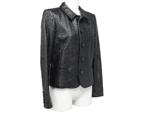 SAINT LAURENT PARIS サンローランパリ フェイクレザージャケット コットン レーヨン ポリウレタン ブラック 36 美品 中古 44407