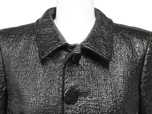 SAINT LAURENT PARIS サンローランパリ フェイクレザージャケット コットン レーヨン ポリウレタン ブラック 36 美品 中古 44407