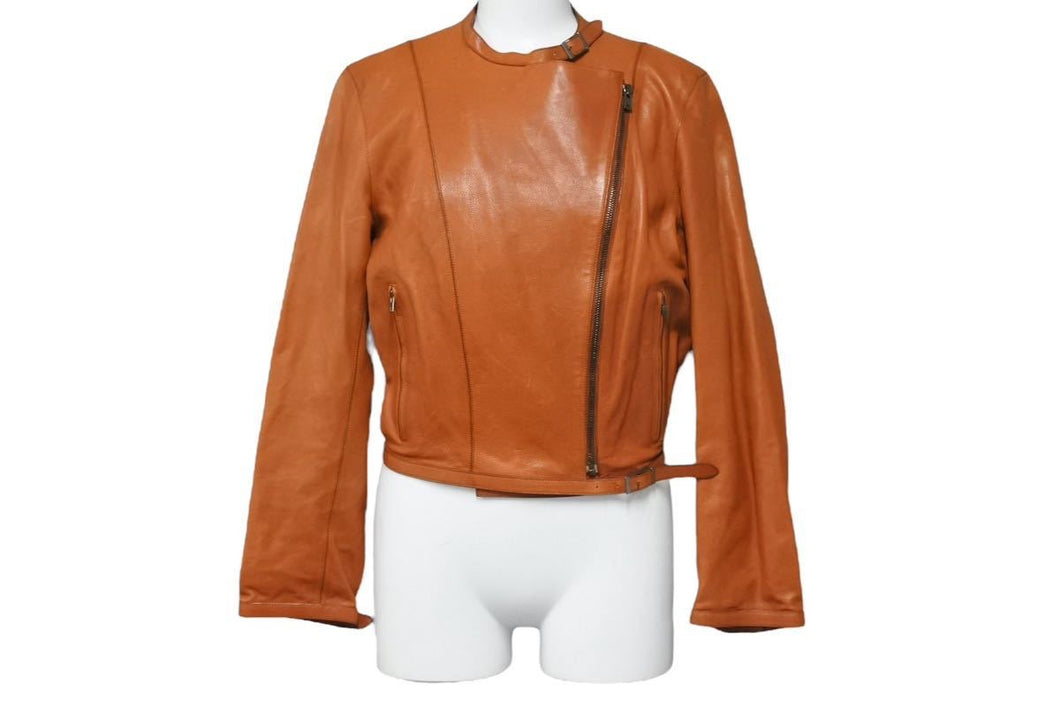 HERMES エルメス ライダースジャケット ブラウン系 マルジェラ期 アウター レザー サイズ38 中古 44410