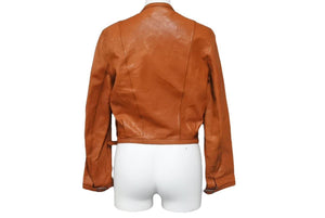 HERMES エルメス ライダースジャケット ブラウン系 マルジェラ期 アウター レザー サイズ38 中古 44410