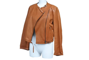 HERMES エルメス ライダースジャケット ブラウン系 マルジェラ期 アウター レザー サイズ38 中古 44410