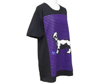 画像をギャラリービューアに読み込む, CHROME HEARTS クロムハーツ CH フォティドッグ ボーダープリントTシャツ コットン ブラック パープル 良品 中古 44527