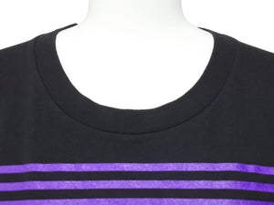 CHROME HEARTS クロムハーツ CH フォティドッグ ボーダープリントTシャツ コットン ブラック パープル 良品 中古 44527