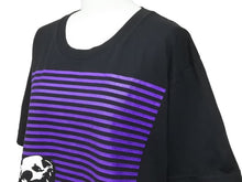 画像をギャラリービューアに読み込む, CHROME HEARTS クロムハーツ CH フォティドッグ ボーダープリントTシャツ コットン ブラック パープル 良品 中古 44527