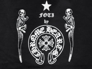 CHROME HEARTS クロムハーツ CH フォティドッグ ボーダープリントTシャツ コットン ブラック パープル 良品 中古 44527