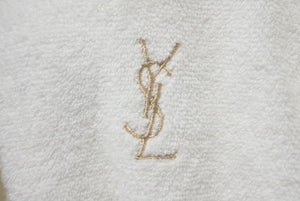 YVES SAINT LAURENT イヴ サンローラン バスローブ ガウン ルームウェア ロゴ刺繍 タオル地 ホワイト サイズM 美品 中古 44528
