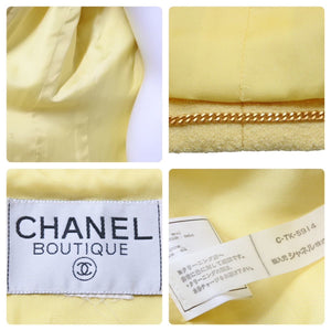 CHANEL シャネル テーラードジャケット アウター ココマークボタン C-TK-5914 ウール ナイロン イエロー 美品 中古 44557