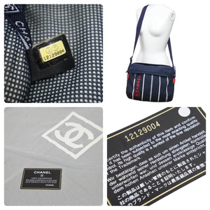 CHANEL シャネル スポーツライン ショルダーバッグ ココマーク 12番台 ストライプ ネイビー ホワイト レッド 美品 中古 44592