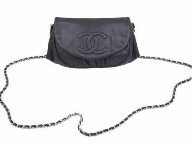 CHANEL シャネル ハーフムーン マトラッセ チェーンショルダーバッグ A50987 14番台 キャビアスキン ブラック 美品 中古 44599