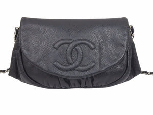 CHANEL シャネル ハーフムーン マトラッセ チェーンショルダーバッグ A50987 14番台 キャビアスキン ブラック 美品 中古 44599