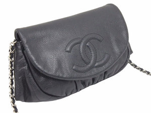 CHANEL シャネル ハーフムーン マトラッセ チェーンショルダーバッグ A50987 14番台 キャビアスキン ブラック 美品 中古 44599