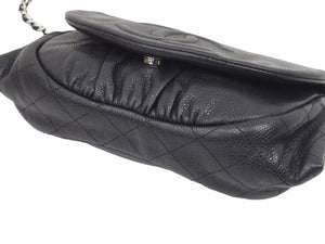 CHANEL シャネル ハーフムーン マトラッセ チェーンショルダーバッグ A50987 14番台 キャビアスキン ブラック 美品 中古 44599