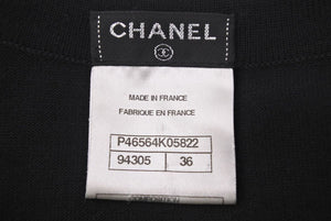 CHANEL シャネル ニット ココマーク エンブレム トップス P46564K05822 ウール ブラック レディース サイズ36 美品 中古 44610