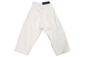 LOEWE ロエベ デニムパンツ ボトムス オーバーサイズ S359331XAY コットン レザー ホワイト サイズ32 美品 中古 44613