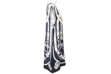 Load image into Gallery viewer, HERMES エルメス ノースリーブ ワンピース トップス ベルト柄 総柄 フランス製 シルク ホワイト ネイビー 34 美品 中古 44647