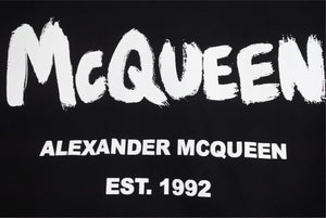 Alexander McQueen アレキサンダーマックイーン グラフィティ パーカー スウェットシャツ ブラック ホワイト 38 美品 中古 44655