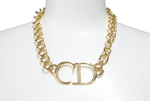 Christian Dior クリスチャンディオール ネックレス チョーカー アクセサリー 装飾品 CDロゴ GP ゴールド 77.2g 美品 中古 44690