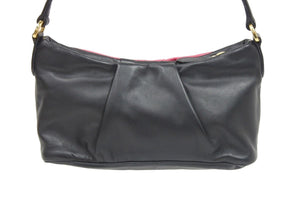 PRADA プラダ リボン ワンショルダーバッグ ポシェットポーチ ハンドバッグ A9378B レザー ブラック ピンク 中古 美品 44691