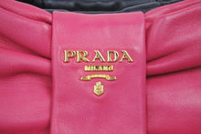 画像をギャラリービューアに読み込む, PRADA プラダ リボン ワンショルダーバッグ ポシェットポーチ ハンドバッグ A9378B レザー ブラック ピンク 中古 美品 44691